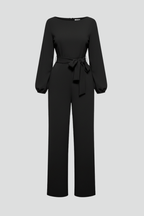 Women’s Classic Round-Neck Tie-Waist Jumpsuit