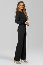 Women’s Classic Round-Neck Tie-Waist Jumpsuit