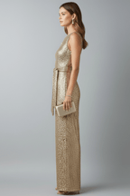 Women’s Elegant Sequin Straight-Leg Evening Jumpsuit