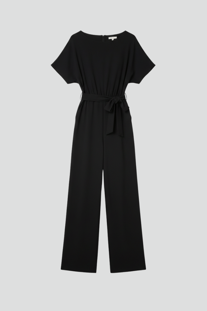 Women’s Elegant Tie-Belt Wide-Leg Classic Jumpsuit