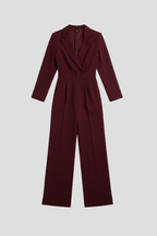 Women’s Elegant Wrap-Front Wide-Leg Jumpsuit Red