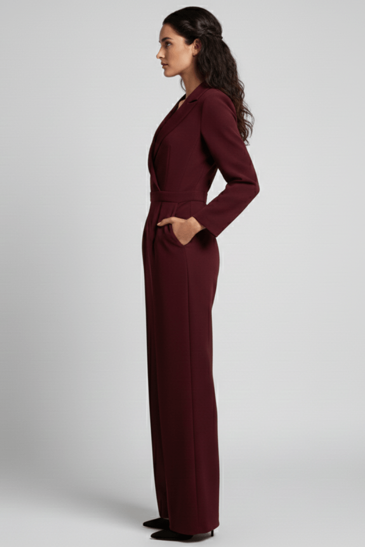 Women’s Elegant Wrap-Front Wide-Leg Jumpsuit