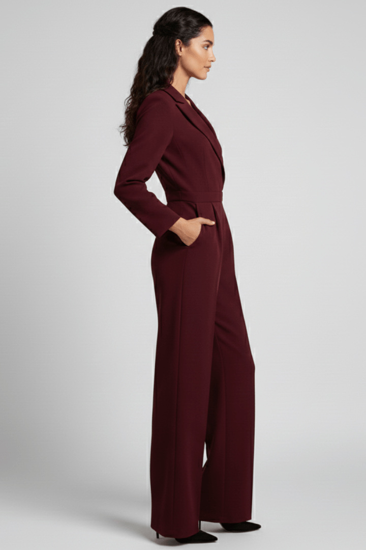 Women’s Elegant Wrap-Front Wide-Leg Jumpsuit