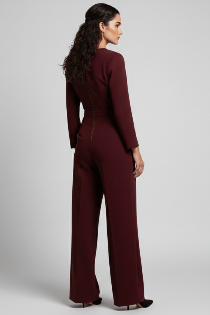 Women’s Elegant Wrap-Front Wide-Leg Jumpsuit