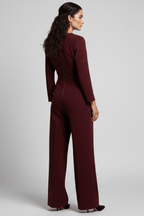 Women’s Elegant Wrap-Front Wide-Leg Jumpsuit