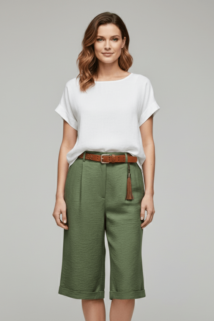 Women’s High Waist Tailored Casual Cuffed Shorts for Summer