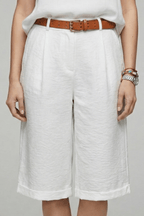 Women’s High Waist Tailored Casual Cuffed Shorts for Summer White