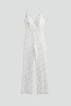 Women’s Elegant Lace V-Neck Wide-Leg Jumpsuit – Summer Ready Style