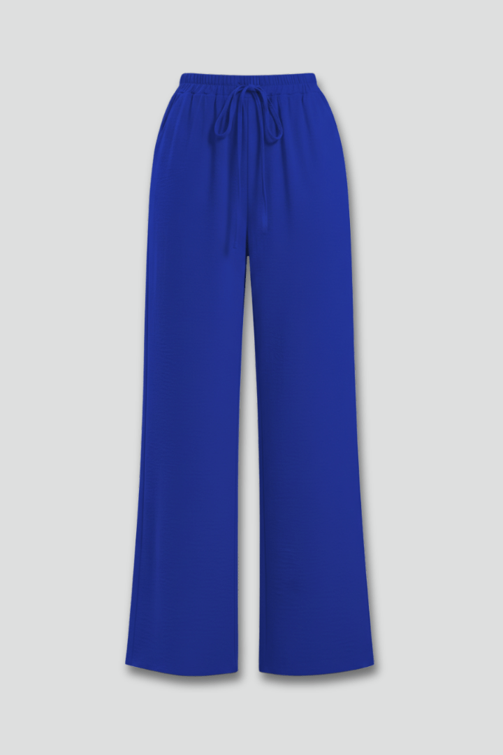 Women’s Flowing Palazzo Trousers with Drawstring Waist and Pockets