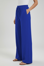 Women’s Flowing Palazzo Trousers with Drawstring Waist and Pockets