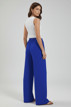 Women’s Flowing Palazzo Trousers with Drawstring Waist and Pockets