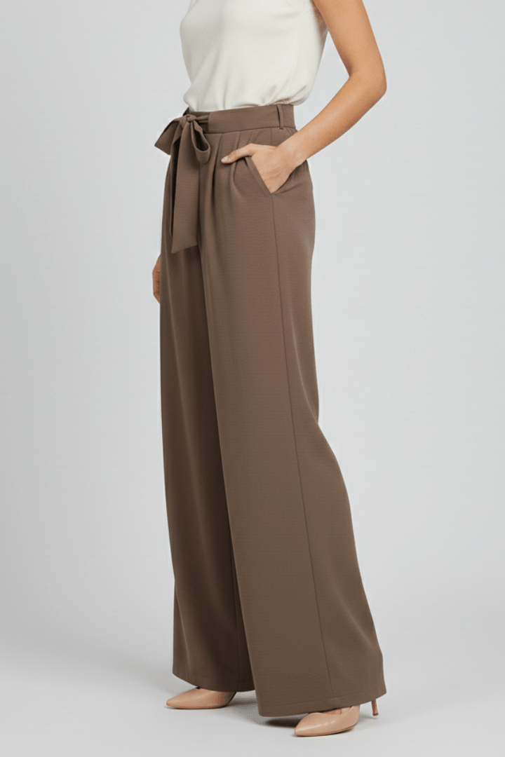 Women’s Wide-Leg Drawstring Waist Palazzo Trousers – Relaxed Summer Style