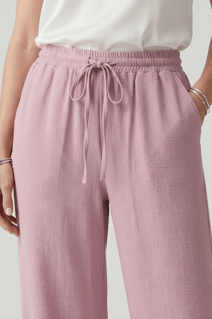 Women’s Relaxed Casual Palazzo Trousers with Drawstring Waist