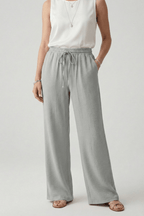 Women’s Relaxed Casual Palazzo Trousers with Drawstring Waist Grey
