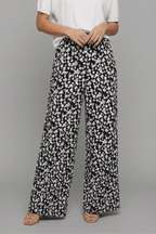 Women’s Casual Floral Palazzo Trousers – Relaxed Summer Style Black