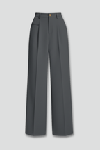 Women’s Elegant Palazzo Trousers with Front Pleats and Pockets