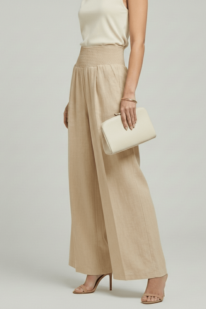 Women’s High Waist Palazzo Trousers with Pleats for Summer Style