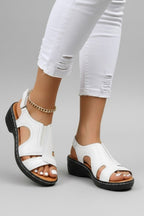 Women’s Comfortable Platform Open Toe Cutout Sandals White