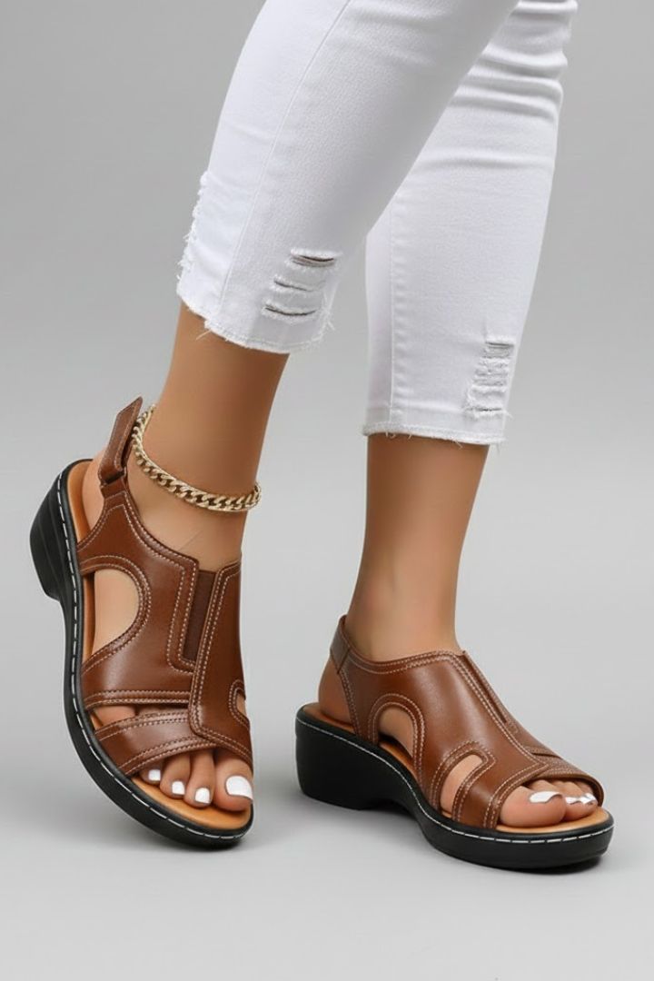 Women’s Comfortable Platform Open Toe Cutout Sandals Brown