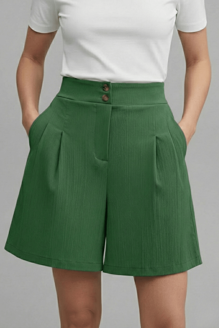 Women’s High Waist Wide Leg Shorts for Effortless Summer Style Green