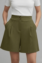 Women’s High Waist Wide Leg Shorts for Effortless Summer Style Olive Green