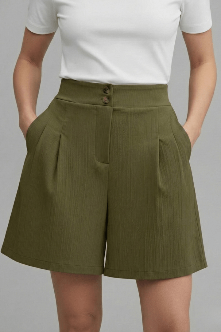 Women’s High Waist Wide Leg Shorts for Effortless Summer Style Olive Green