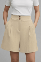 Women’s High Waist Wide Leg Shorts for Effortless Summer Style Apricot
