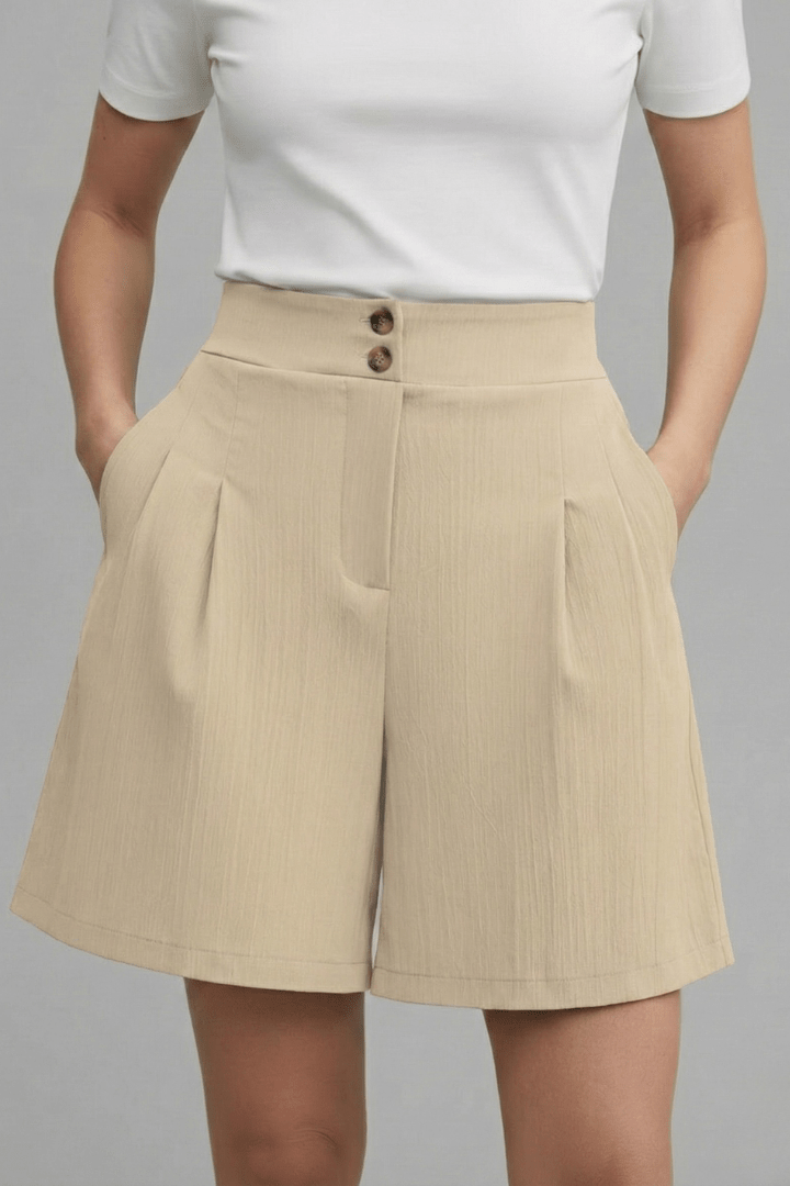 Women’s High Waist Wide Leg Shorts for Effortless Summer Style Apricot