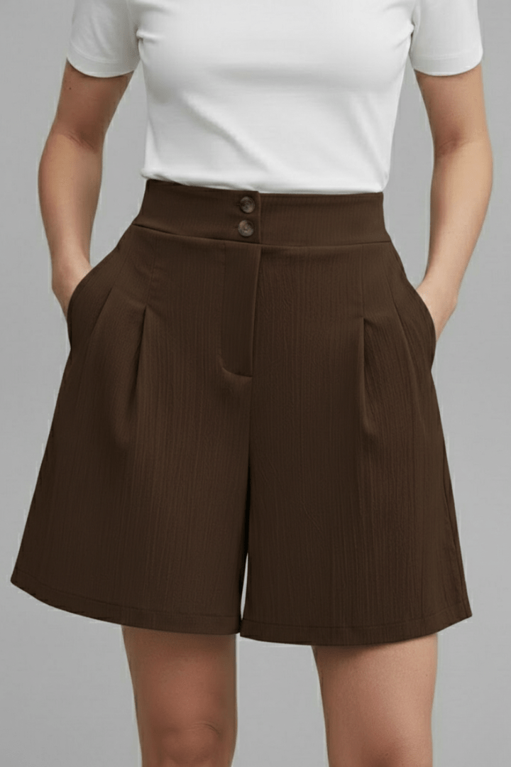 Women’s High Waist Wide Leg Shorts for Effortless Summer Style Brown