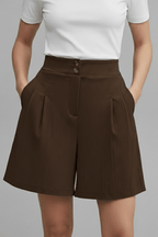 Women’s High Waist Wide Leg Shorts for Effortless Summer Style Brown