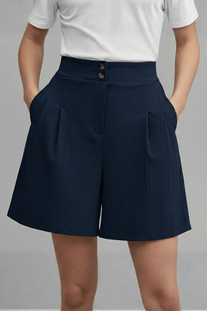 Women’s High Waist Wide Leg Shorts for Effortless Summer Style Navy Blue