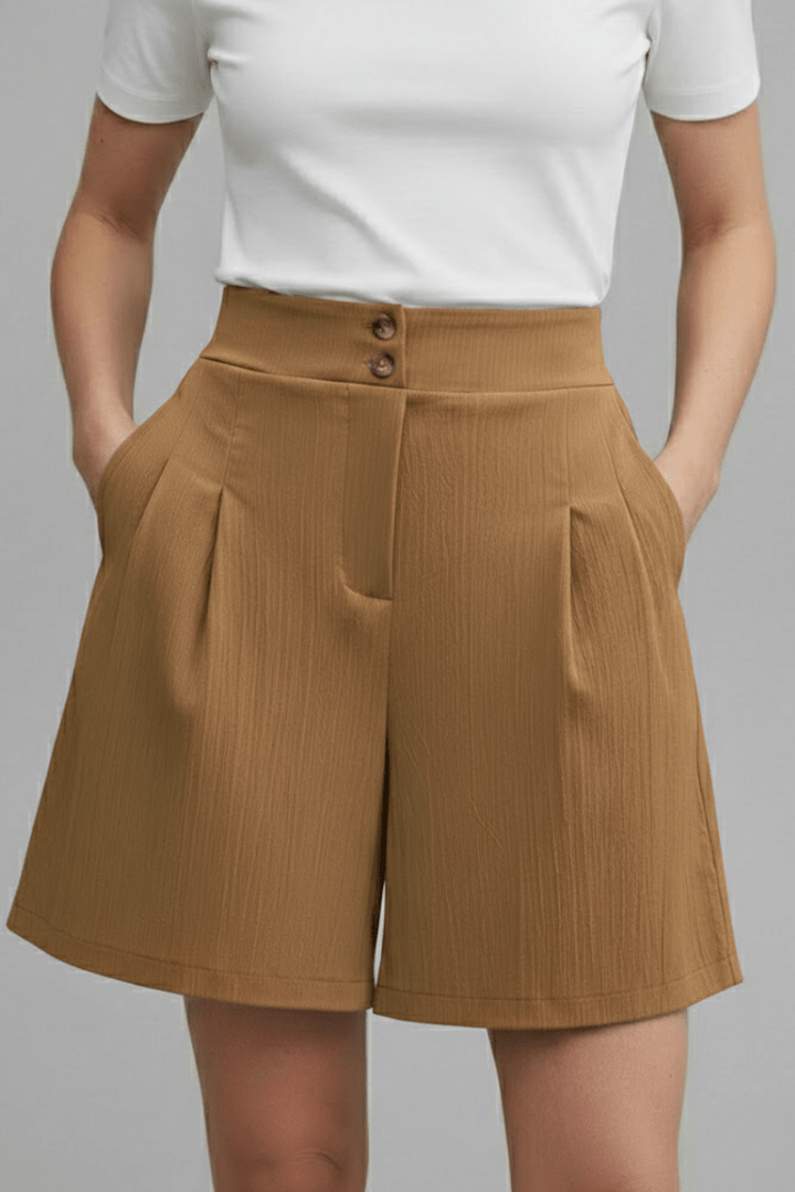 Women’s High Waist Wide Leg Shorts for Effortless Summer Style Khaki