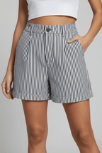 Women’s Striped High Waist Tailored Shorts for Summer Styling Black