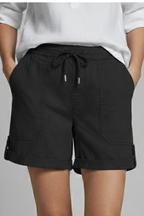 Women’s Casual Drawstring Pocket Shorts for Summer Comfort Black