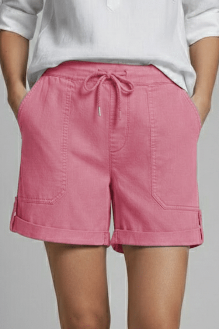 Women’s Casual Drawstring Pocket Shorts for Summer Comfort Pink