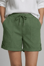 Women’s Casual Drawstring Pocket Shorts for Summer Comfort Olive Green