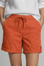 Women’s Casual Drawstring Pocket Shorts for Summer Comfort Orange
