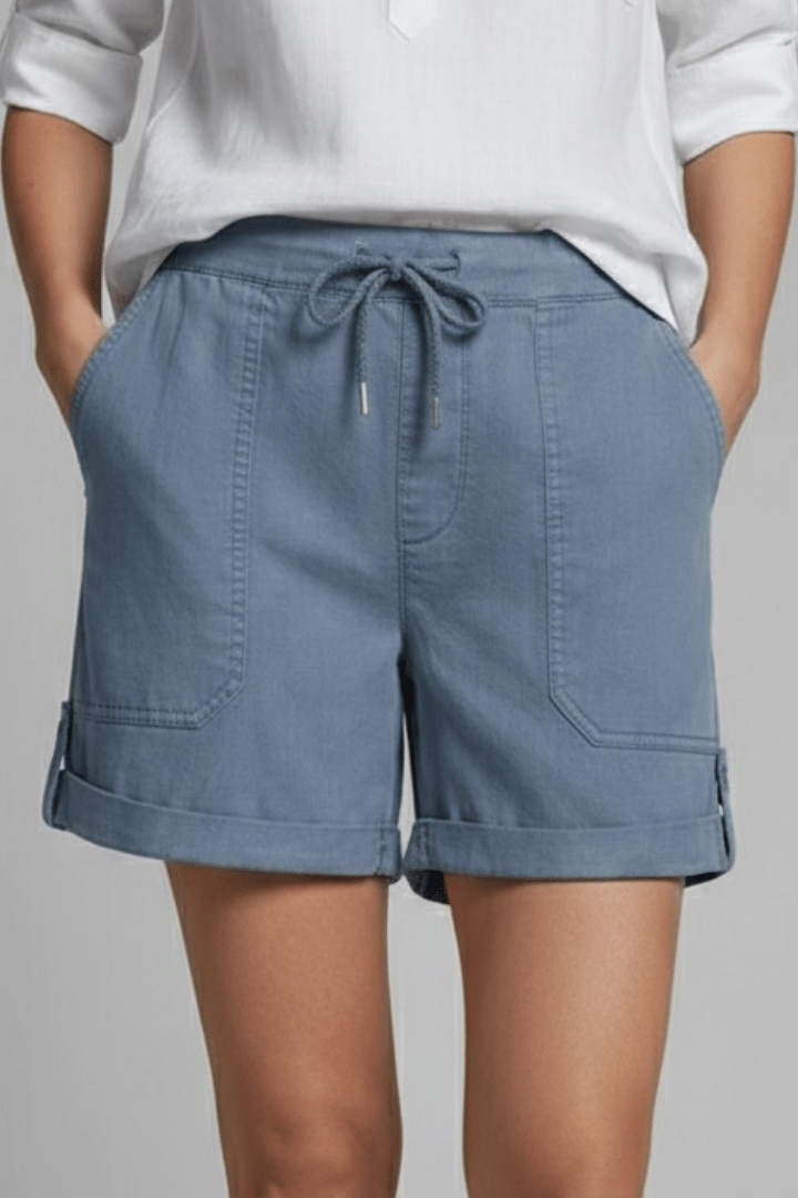 Women’s Casual Drawstring Pocket Shorts for Summer Comfort Blue