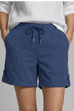 Women’s Casual Drawstring Pocket Shorts for Summer Comfort Dark Blue