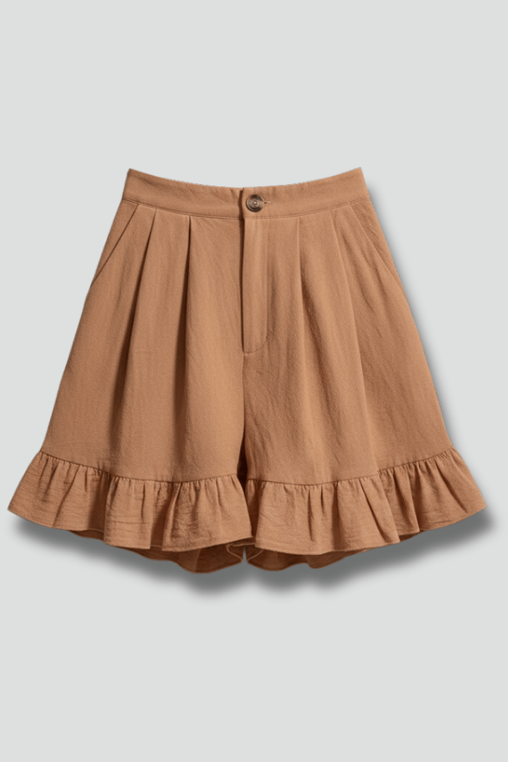 Women’s High Waist Ruffle Hem Casual Shorts for Summer Styling