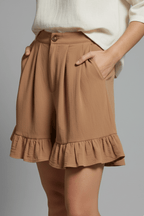 Women’s High Waist Ruffle Hem Casual Shorts for Summer Styling
