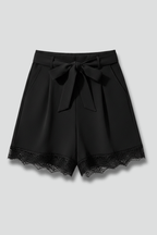 Women’s Tailored Tie Waist Shorts with Elegant Hem Detail