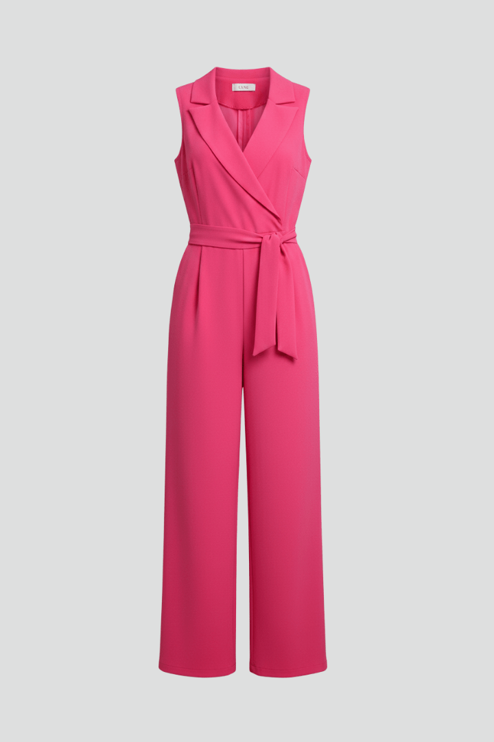 Women’s V-Neck Sleeveless Tie-Waist Jumpsuit – Relaxed Summer Style
