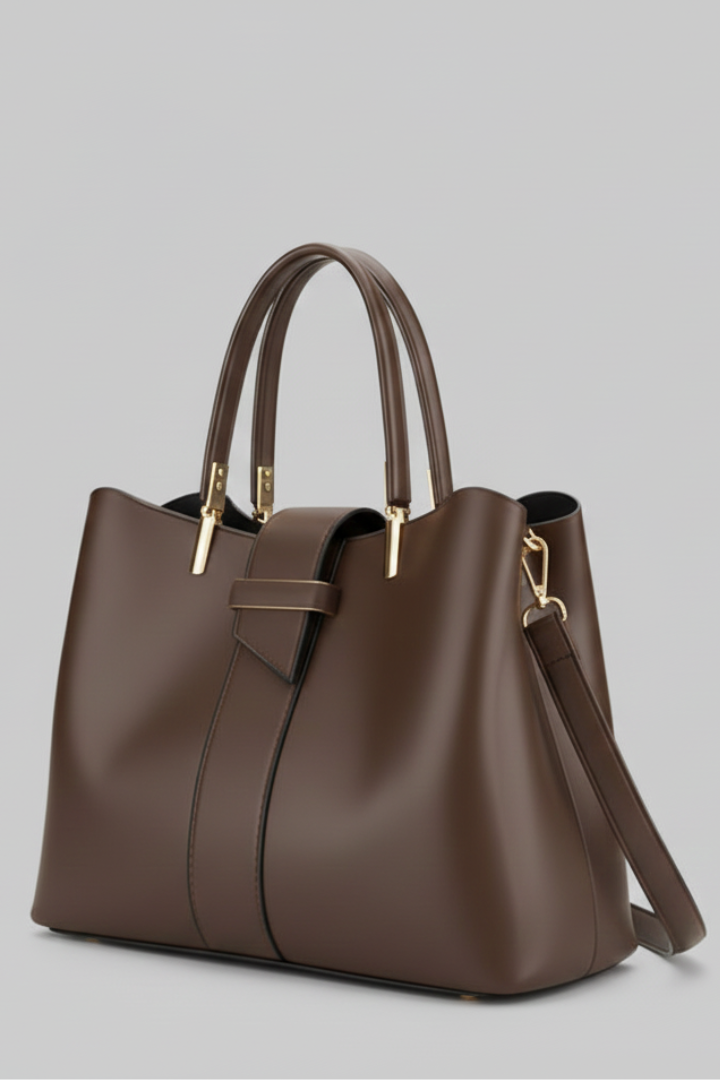 Women’s Structured Shoulder Bag with Elegant Hardware and Dual Handles