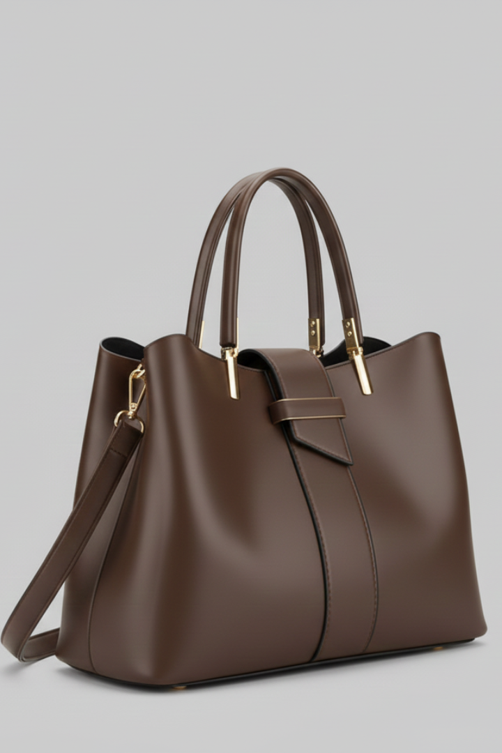 Women’s Structured Shoulder Bag with Elegant Hardware and Dual Handles