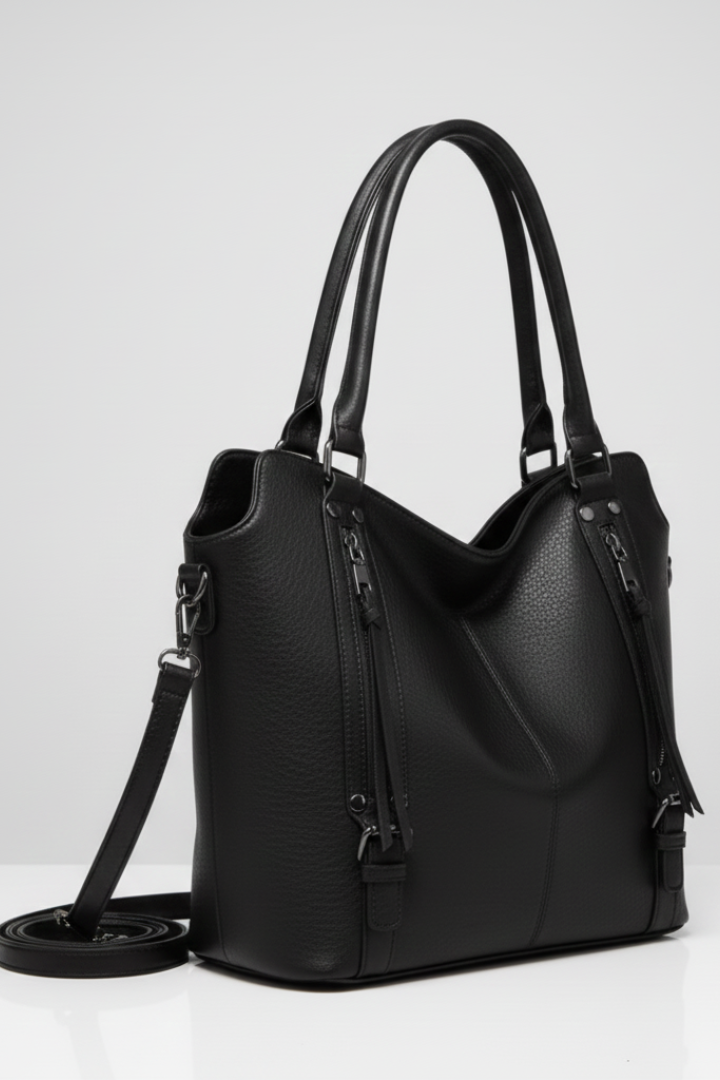 Women’s Classic Structured Tote Bag with Dual Handles and Zip Closure