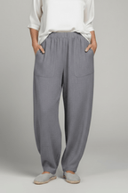 Women’s Relaxed Trousers with Elastic Waist and Side Pockets Grey