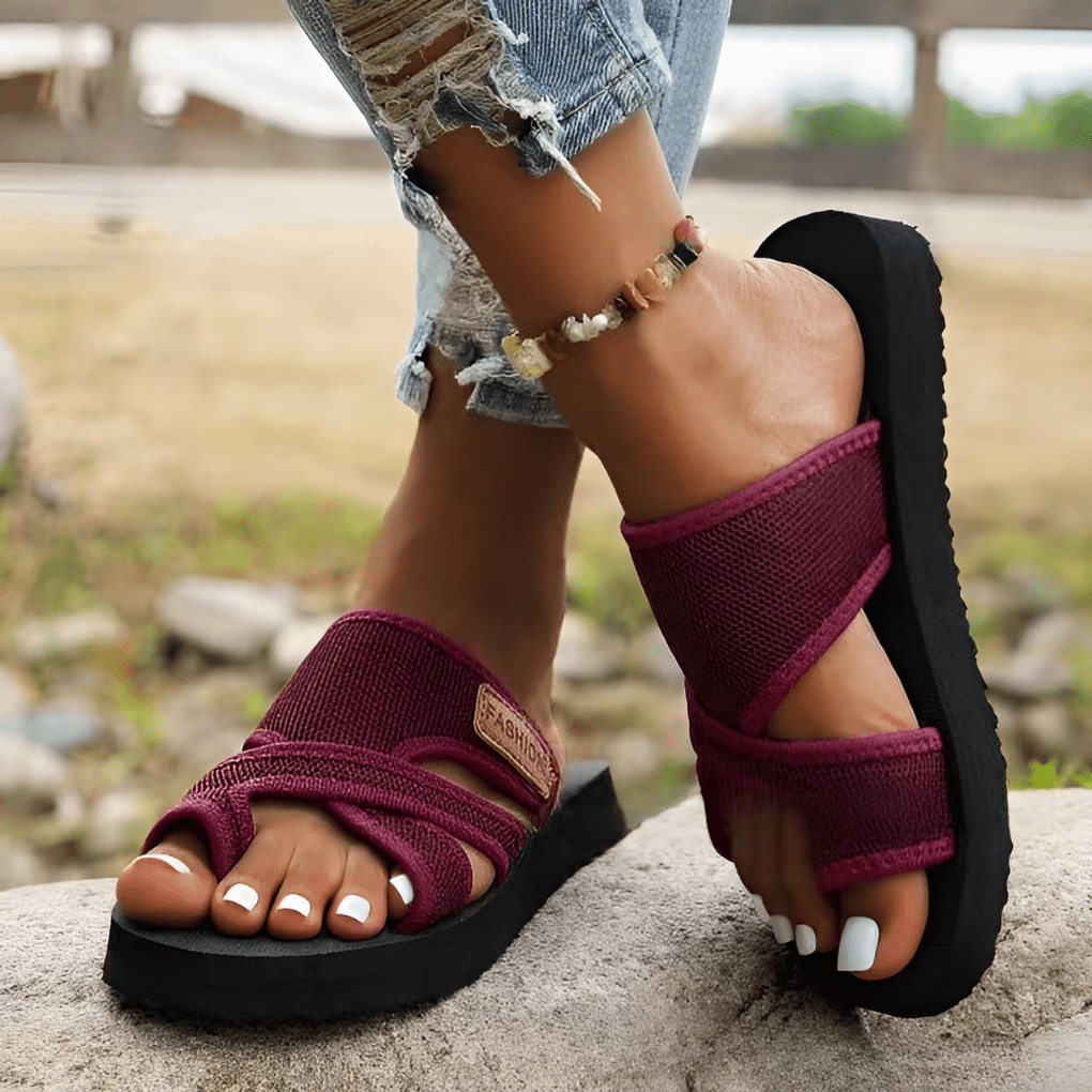 Women’s Comfortable Open Toe Slide Sandals for Spring and Summer Red