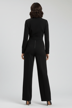 Women’s Tailored Wide-Leg Jumpsuit with Collared Neckline