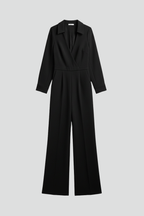Women’s Tailored Wide-Leg Jumpsuit with Collared Neckline